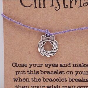 Wreath Christmas Wish Bracelet Purple String